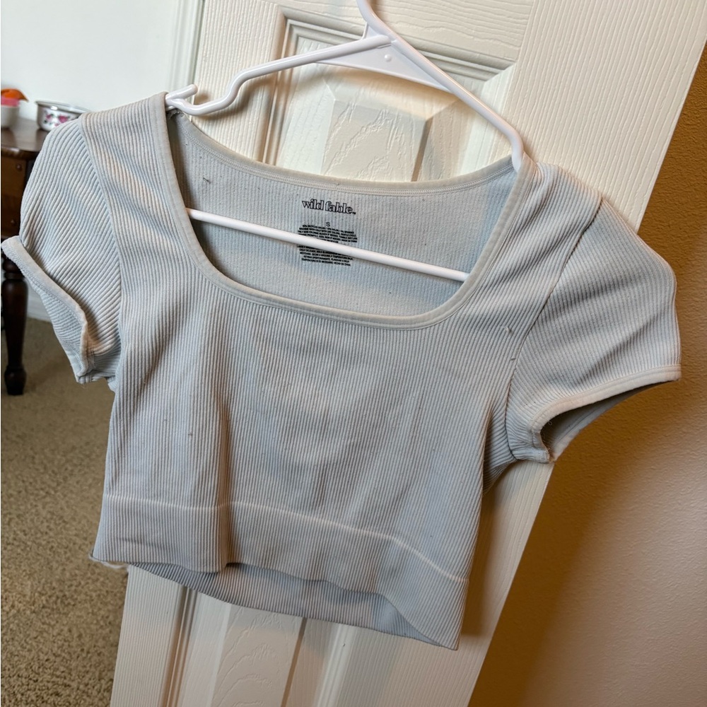 Wild Fable Light Blue Ribbed Crop Top